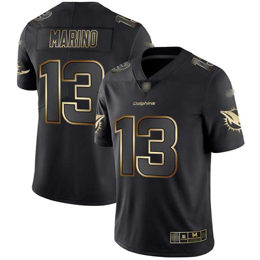 Nike Miami Dolphins #13 Dan Marino Black Gold Men Stitched NFL Vapor Untouchable Limited Jersey->miami dolphins->NFL Jersey